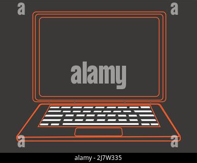 laptop computer isolated on gray background Stock Vector
