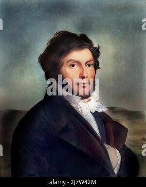 Portrait of Jean-Francois Champollion (1790-1832) after painting of Leon Cogniet Stock Photo