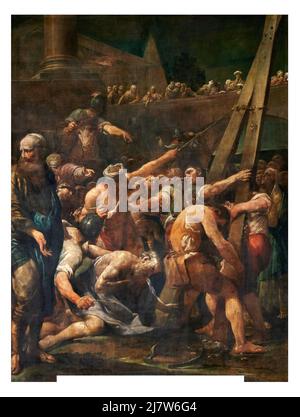 S.Andrea condotto al martirio adora la croce  - olio su tela - Giuseppe Maria Crespi - 1728 - S.Paolo d’Argon (Bg) ,Italia,chiesa della Conversione di Stock Photo