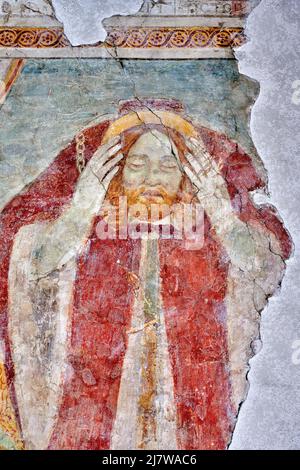 San Donnino - affresco - pittore lombardo - XVI secolo  - Fontanella Grazioli (Mn),Italia, Santuario della Madonna della Malongola Stock Photo