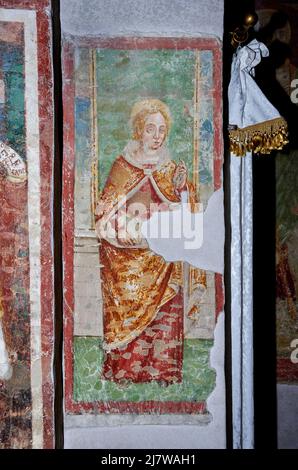 S. Caterina d’ Alessandria  - affresco - pittore lombardo - XVI secolo  - Fontanella Grazioli (Mn) ,Italia,Santuario della Madonna della Malongola Stock Photo