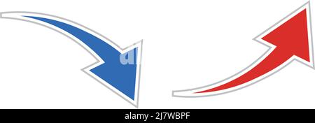 A set of icons for decreasing and increasing arrows. Increasing and decreasing. Editable vector. Stock Vector