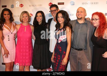 LOS ANGELES - JUL 30:  Mining for Ruby Cast and Producers: Syd Wilder, Carrie Baker, Zoe Quist, Daniel Ponickly, Antoinette Kalaj, Daniel Lawrence Abrams, Annie Jeeves at the 'Mining For Ruby' Special Screening at the The Downtown Independent on July 30, 2014 in Los Angeles, CA Stock Photo