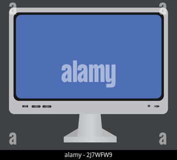 LCD monitor isolated on a blue screen Stock Vector