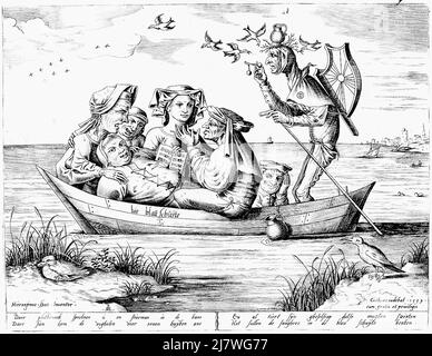 Pieter van der Heyden after Hieronymus Bosch - The Ship of Fools - 1559 Stock Photo