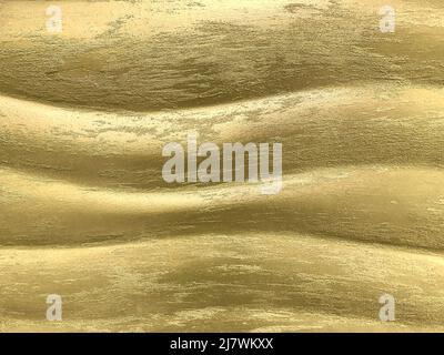 Light golden 3D interior decorative wall panel with wavy pattern. Yellow background. Abstract shabby texture. Stock Photo