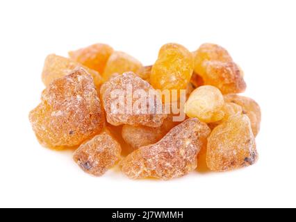 Frankincense resin isolated on white background. Pile of natural frankincense Olibanum. Incense Stock Photo