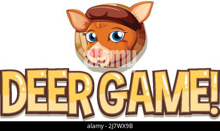 A banner of deer game on white background illustration Stock Vector