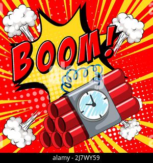 Abbreviation and facial expression retro comic banner design illustration Stock Vector