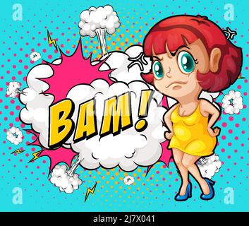 Abbreviation and facial expression retro comic banner design illustration Stock Vector