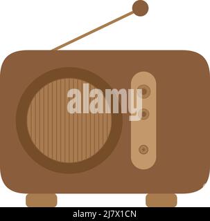 retro radio set the brown color. with white background Stock Vector