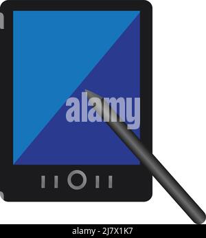 illustration of tablet and blue color screen. with white background Stock Vector