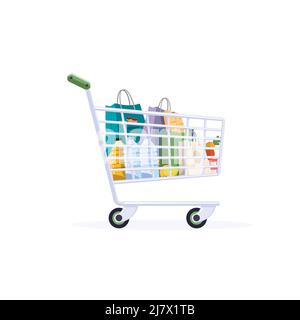 Empty shopping cart. Flat color icon. Isolated commerce vector illustration Stock Vector
