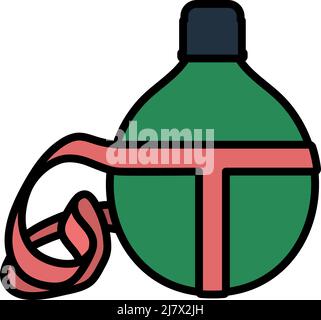 Icon Of Touristic Flask. Editable Bold Outline With Color Fill Design. Vector Illustration. Stock Vector