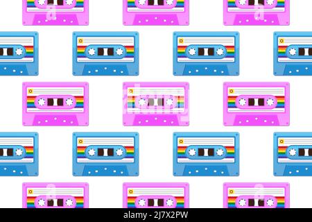 Rainbow flag audio cassette tape. Wallpaper LGBTQ Stock Vector