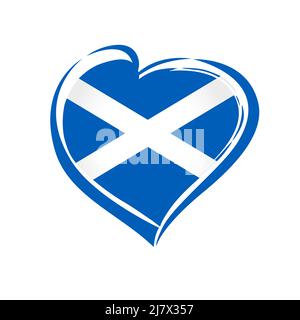 Love Scotland emblem with heart in flag colors. Scottish national holiday. Vector illustration Stock Vector