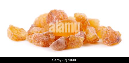 Frankincense resin isolated on white background. Pile of natural frankincense Olibanum. Incense Stock Photo