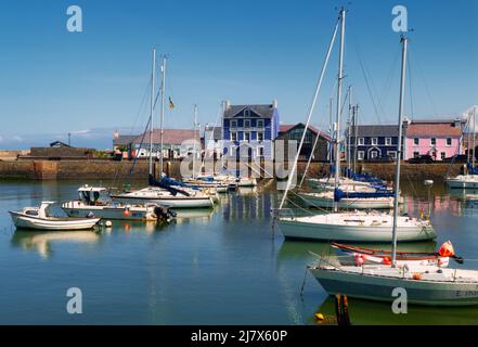 Built in 1811 as the home and office for the Harbourmaster, this historic and typically colourful building is now a boutique hotel in Aberaeron Stock Photo