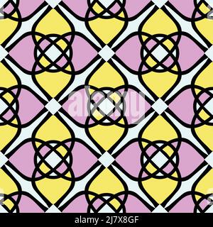 Seamless vector pattern with Celtic knot texture on light blue background. Decorative symbol wallpaper design with pastel colours. Stock Vector