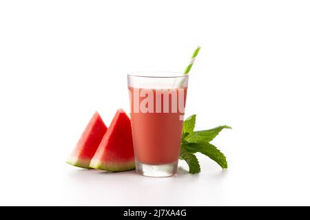 Fresh watermelon juice isolated on white background Stock Photo