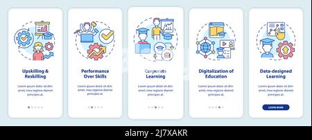 Trends in skill development onboarding mobile app screen Stock Vector