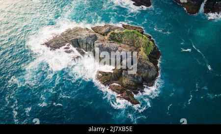 mandalika circuit surrounding area aerial view, beautiful hidden beach when sunset Stock Photo
