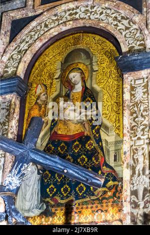 Virgen de los Remedios (Virgin of the Remedies) by anonymous artist around 1400 - Seville Cathedral, Spain Stock Photo