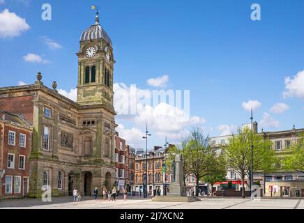 Derby Guildhall theatre and War memorial in the Market Place Derby city centre Derbyshire England UK GB Europe Stock Photo