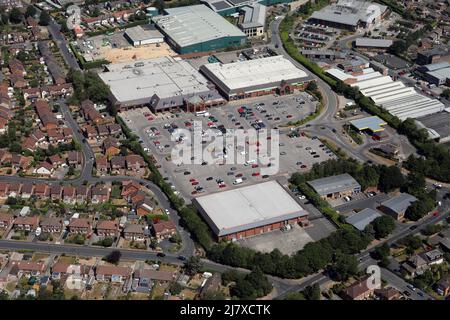 aerial view of Plumpton Park Industrial Estate, Hookstone Chase, Harrogate, North Yorkshire Stock Photo
