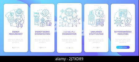 Successful energy management blue gradient onboarding mobile app screen Stock Vector