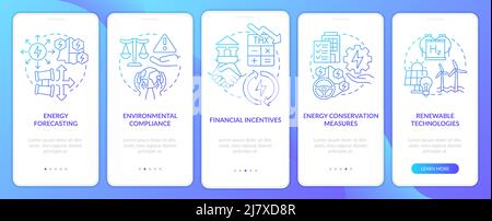 Successful energy planning blue gradient onboarding mobile app screen Stock Vector