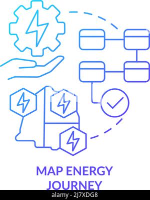 Map energy journey blue gradient concept icon Stock Vector