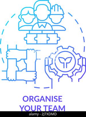 Organize your team blue gradient concept icon Stock Vector