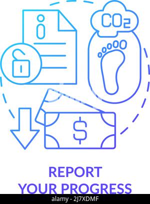 Report your progress blue gradient concept icon Stock Vector