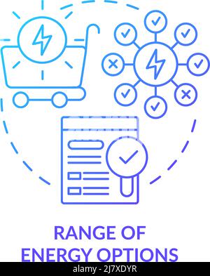 Range of energy options blue gradient concept icon Stock Vector
