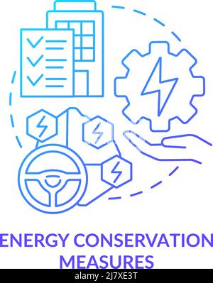 Energy conservation measures blue gradient concept icon Stock Vector