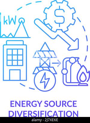 Energy source diversification blue gradient concept icon Stock Vector
