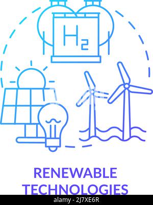 Renewable technologies blue gradient concept icon Stock Vector