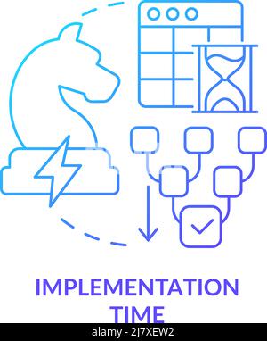 Implementation time blue gradient concept icon Stock Vector