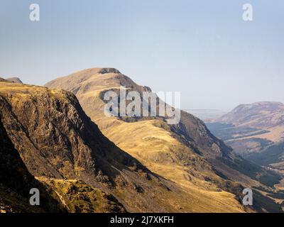 Looking down on Ennerdale and Pillar from Windy Gap below Great Gable, Lake District, UK. Stock Photo