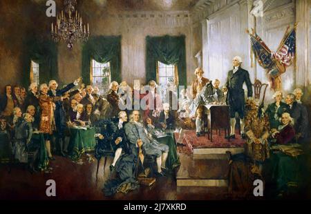 Scene at the Signing of the Constitution of the United States Stock Photo