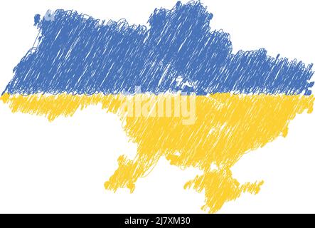 Flag of Ukraine in the form of strokes of the handle of yellow and blue colors Stock Vector
