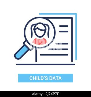 Childs data - vector line design single isolated icon Stock Vector