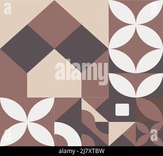 Geometric abstract motifs on tile or grid vector Stock Vector