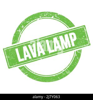 LAVA LAMP text on green grungy round vintage stamp. Stock Photo