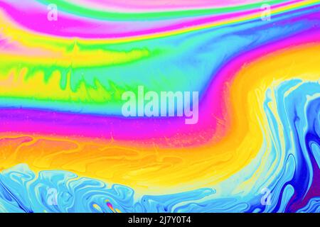 Psychedelic multicolored background abstract. Rainbow colors. patterns background. Photo macro shot of soap bubbles Stock Photo