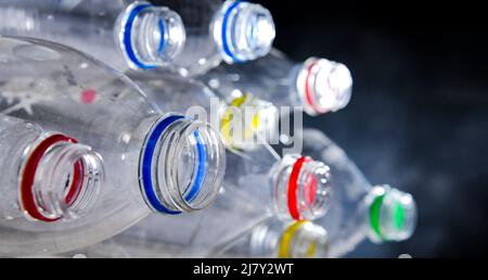 Empty carbonated drink bottles. Plastic waste Stock Photo