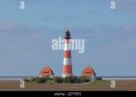 Lighthouse Westerhever, Eiderstedt peninsula, Schleswig-Holstein, Germany