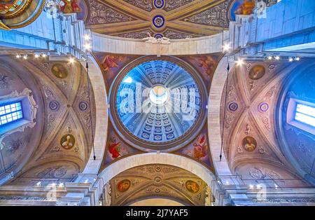 The dome and the vaults of the Collegiate Church in Bellinzona, Switzerland Stock Photo