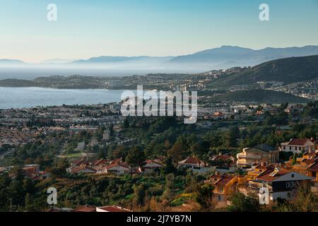 Kusadasi panorama with Long Beach and luxury villas on the foreground Stock Photo